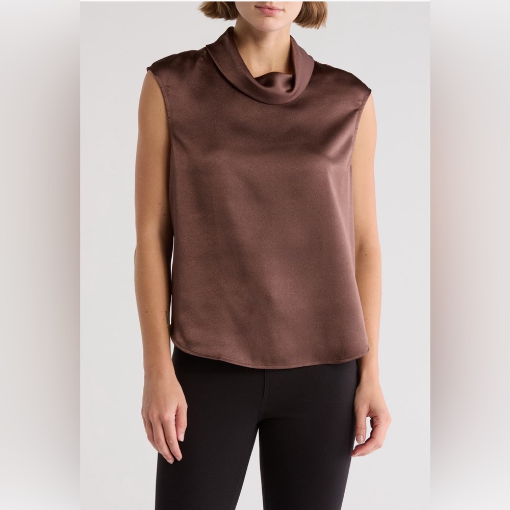 PLEIONE Cowl Neck Sleeveless Textured Satin Top - NWT